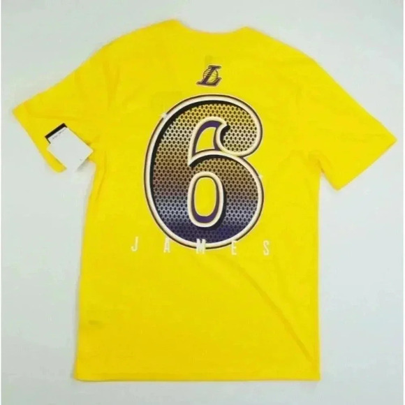 NBA Small Lebron James Yellow Los Angeles Lakers Jersey Tee Short Sleeve Crew - Picture 2 of 11